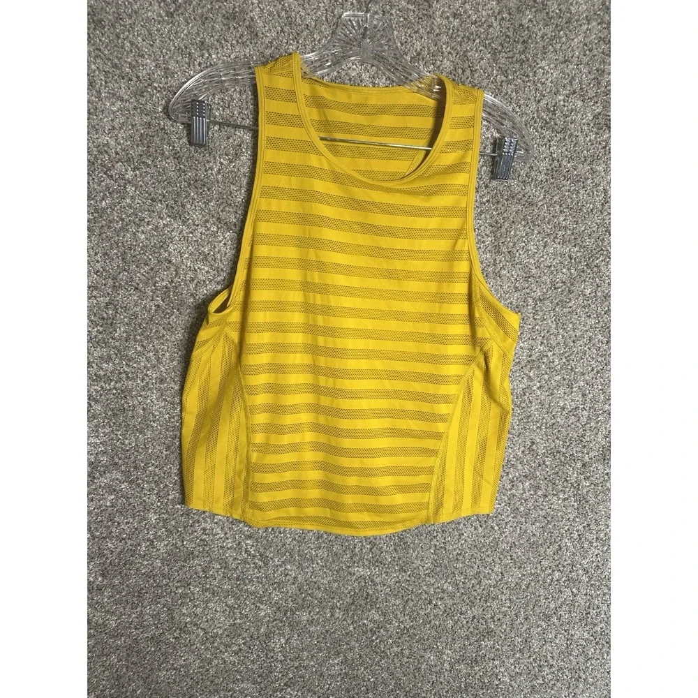 Lululemon Off and‎ Running Women's Tank Top honeycomb Yellow Mesh Color Size 8